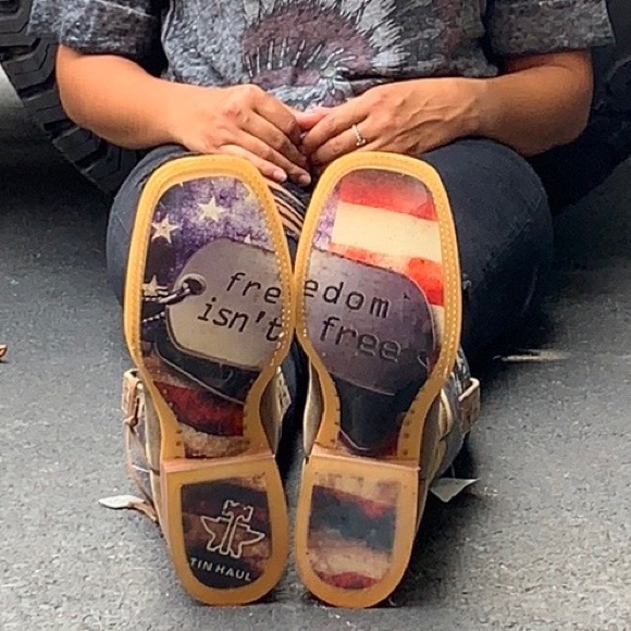 Tin Haul Shoes Tin Haul New Freedom Isnt Free Flag Camo Boots